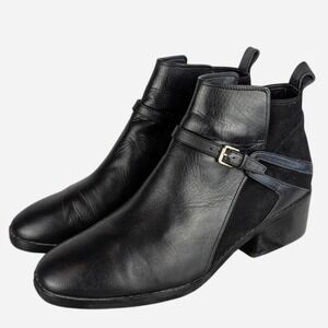 Cole Haan Etta Bootie II Black Leather Suede Buckle Ankle Boot Size 9